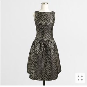 J. Crew Factory Gold Floral Jacquard Dress